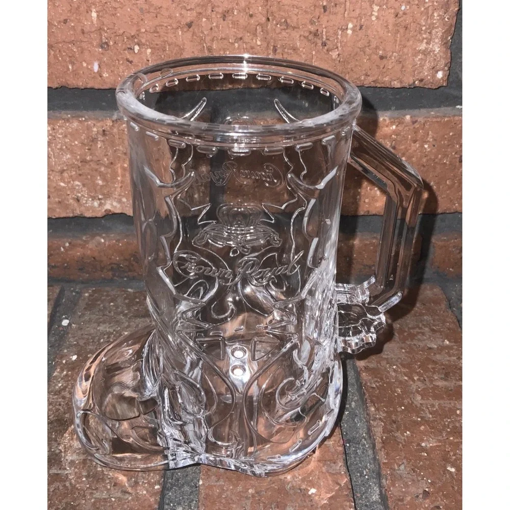 Crown‎ Royal Cowboy Boot Drinking Glass Beer Mug Clear Plastic 5.5